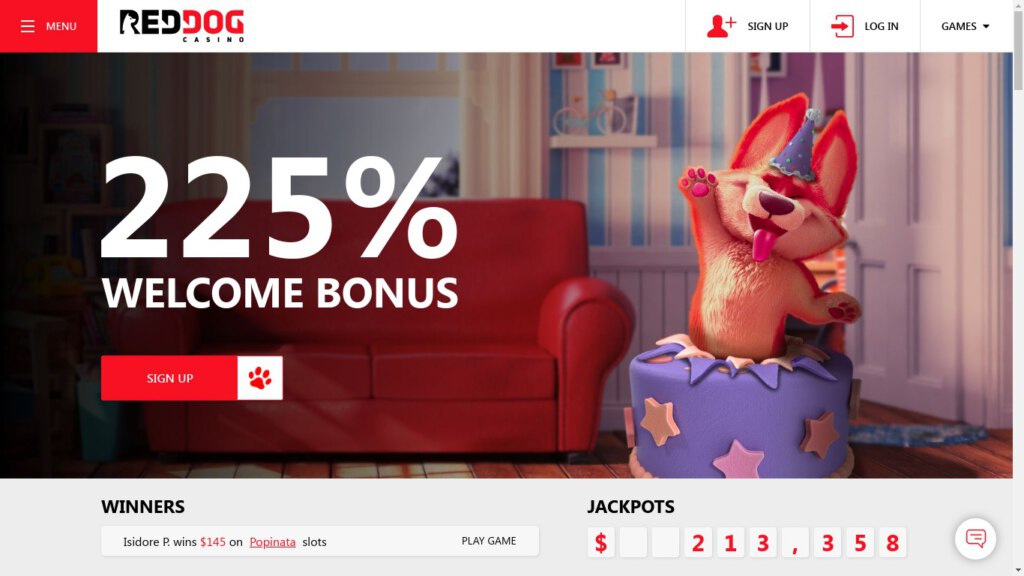 Red Dog Casino Site Screenshot